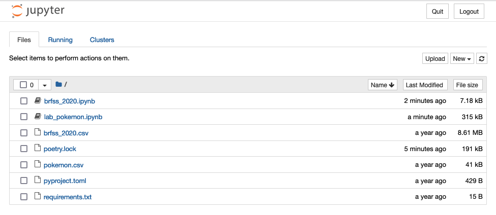 Jupyter notebook file listing